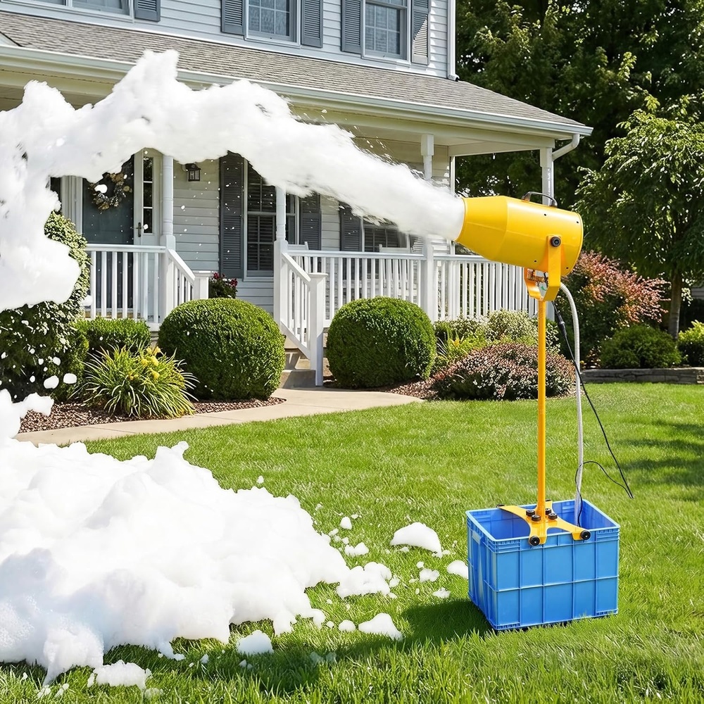 image:imageVEVOR Foam Machine Auto Oscillation Foam Cannon Party Machine Bubble Cannon with Fan 3Color LED Lights amp Triangular Structure Dense Foams Maker for Gatherings Backyard Celebrations amp Party217 x 181 x 654 inch