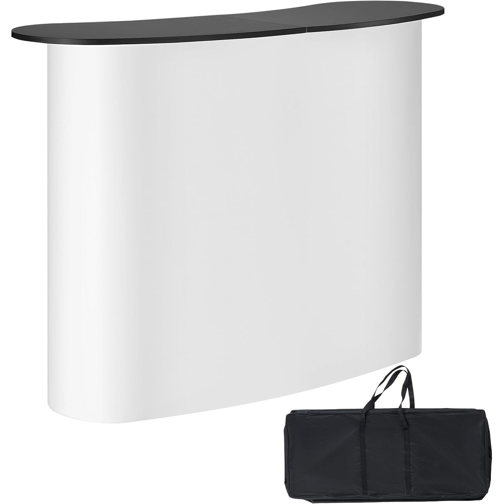image:imageVEVOR Folding Portable Bar Table 433 x 152 x 348 in with Carry Bag 2 Storage Shelves and Detachable Skirt Quick and Easy Setup Foldable Mobile Bartending Station for Events Party Tradeshow51 Length