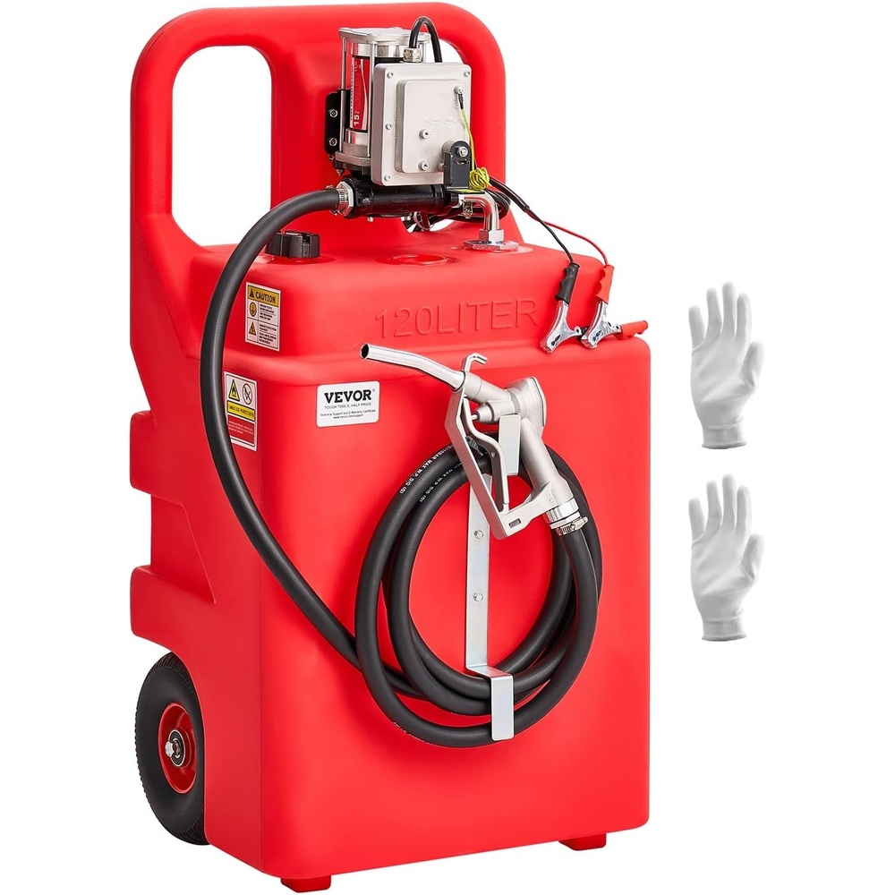 image:imageVEVOR Fuel Caddy 32 Gallon Portable Fuel Tank with 12V DC 15 GPM Electric Fuel Transfer Pump 13 ft Delivery Hose amp Aluminum Alloy Manual Nozzle Gas Caddy for Motorboats ATVs Diesel amp Gasoline32 Gallon with 15 GPM