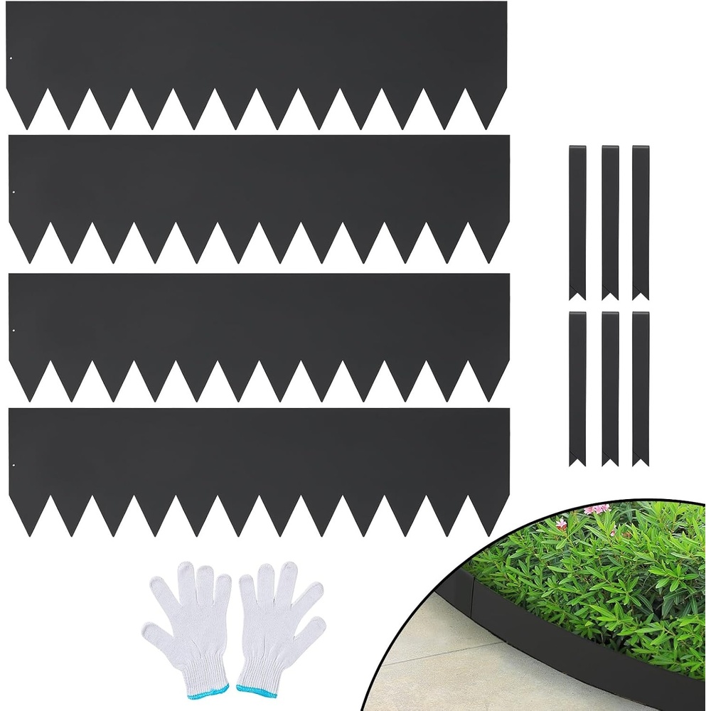 image:imageVEVOR Galvanized Steel Landscape Edging 6Pack 40 x 6 Inch Metal Edging for Landscaping with 6 Mounting Clips Bendable Metal Garden Edge Border for Flower Bed Yard Pathway Black40 L x 12 H 4 Pack