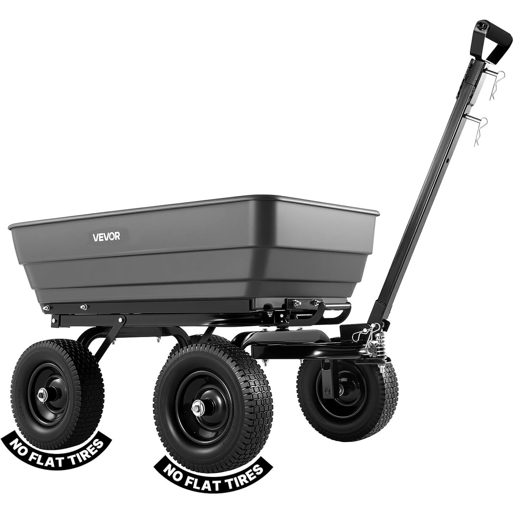 image:imageVEVOR Garden Dump Cart 1200 lbs Poly Dump Cart 7 Cu Ft Garden Carts Dumps Wagon with 2in1 Convertible Handle 90 QuickDumps Mechanism 180 Swivel Wheels Yard Wagon for Plants Soil Crops