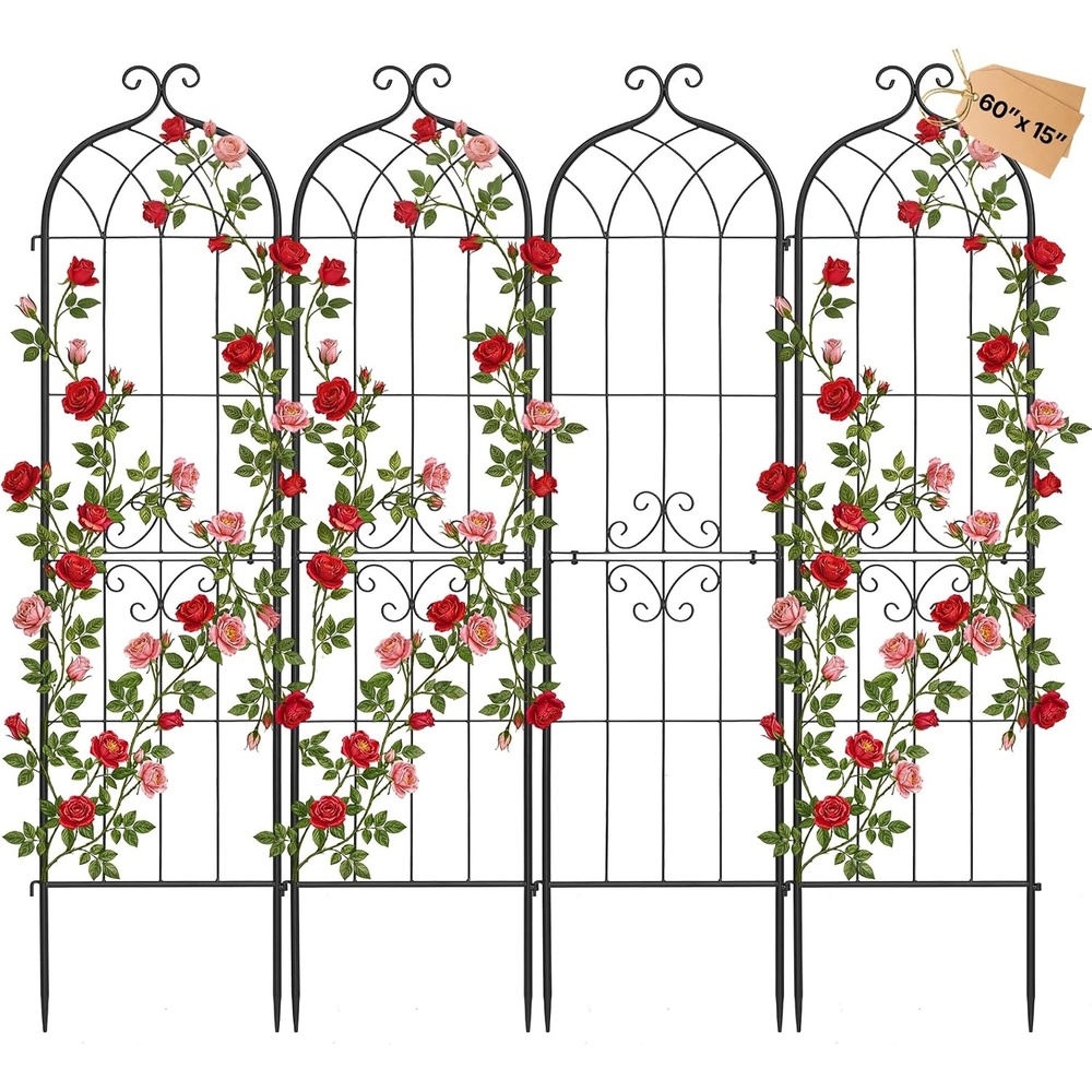 image:imageVEVOR Garden Trellis 71 x 20 inch Rose Trellis 8 Packs Garden Flower Rose Trellises with PowderCoated Finish amp Convenient Locking Design Plant Support Trellises for Flowers Vegetables Roses4 PacksStyle2
