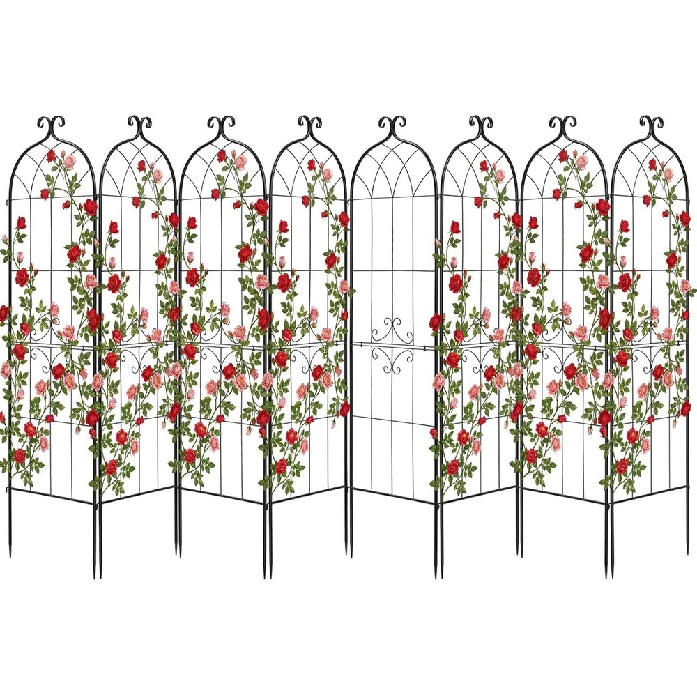 image:imageVEVOR Garden Trellis 71 x 20 inch Rose Trellis 8 Packs Garden Flower Rose Trellises with PowderCoated Finish amp Convenient Locking Design Plant Support Trellises for Flowers Vegetables Roses8 PacksStyle2