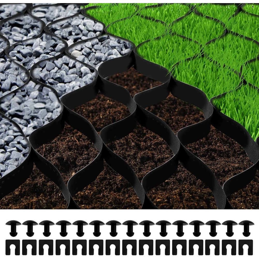 image:imageVEVOR Ground Grid 25 ft x 95 ft 1885 lbs per Sq Ft Load Geo Grid 3 Depth Permeable Stabilization System for DIY Patio Walkway Shed Base Light Vehicle Driveway Parking Lot Grass and Gravel27ft x 4ft