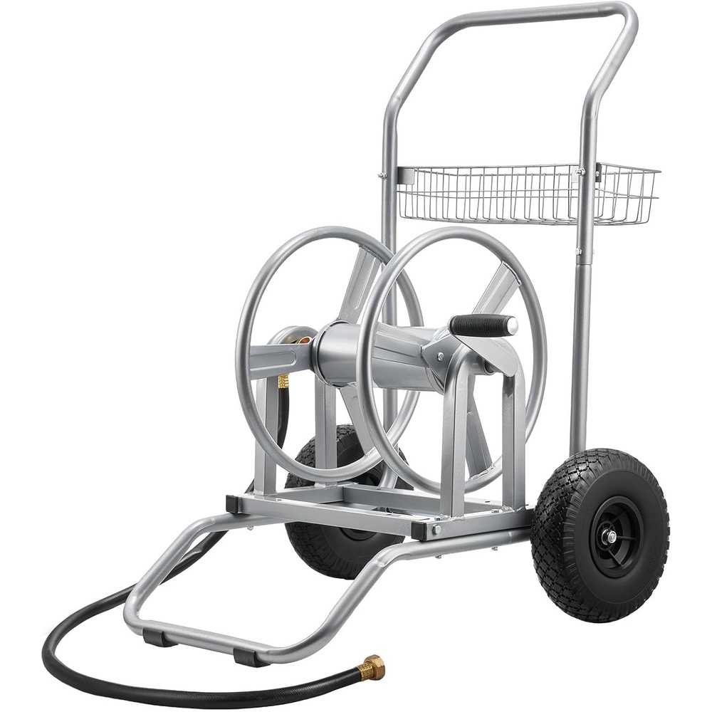 image:imageVEVOR Hose Reel Cart 200300ft HighPressure Garden Hose Cart Hoses Reel Carts with Two Wheels Handle amp HeavyDuty Mesh Storage Basket DualPurpose Portable Hoses Reels for Garden Car Pet