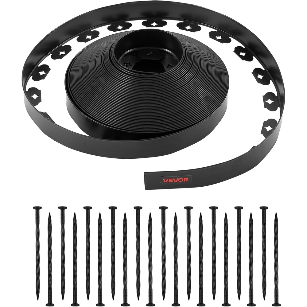 image:imageVEVOR Landscape Edging 100 ft x 15 in Plastic Garden Border Edging with 120 Spikes No Dig Flexible Lawn Edgings Roll UVResistant Mini Fence Borders Pathway Edgings for Flower Beds Yard Paver100ft15inLshaped