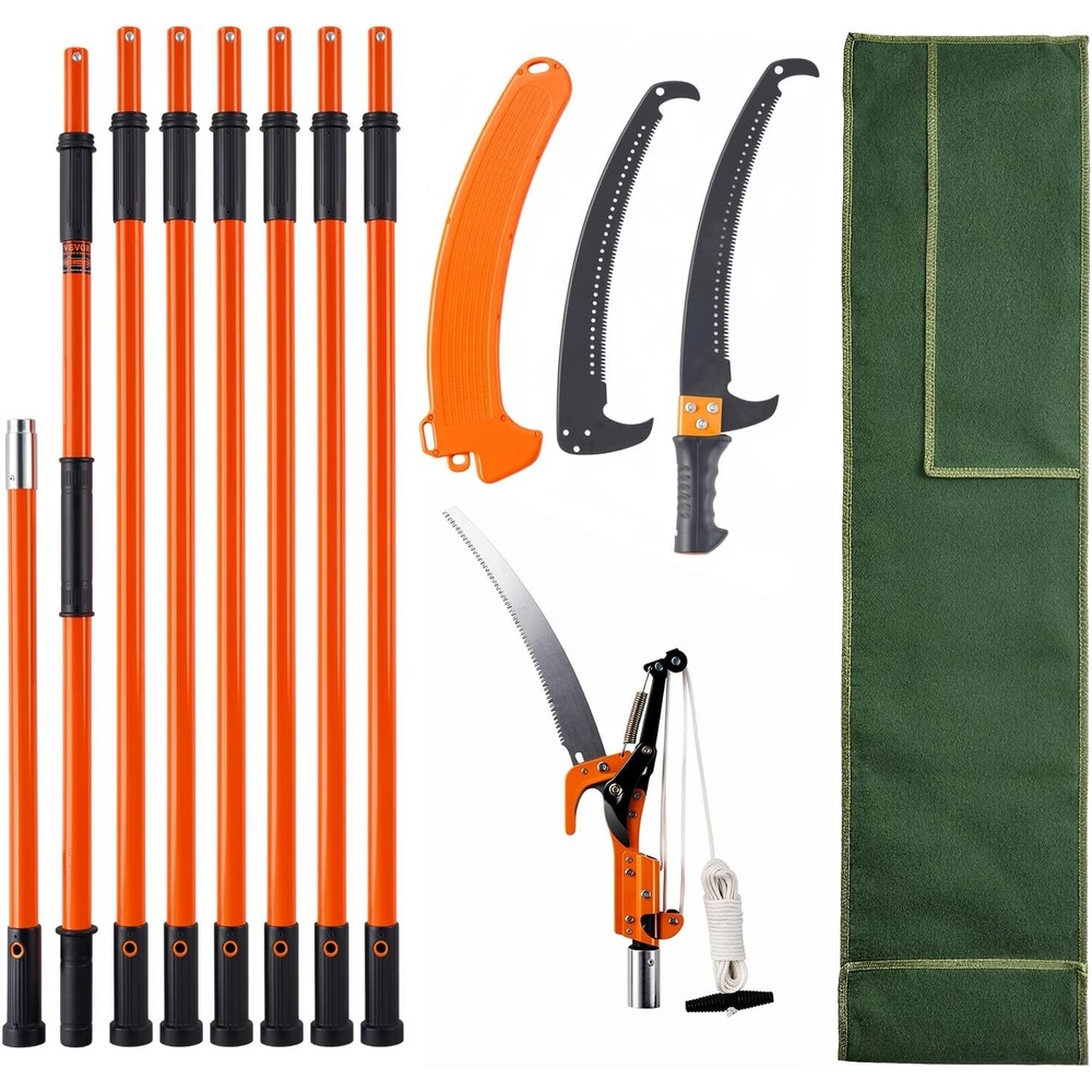 image:imageVEVOR Manual Pole Saw 7327 ft Extendable Tree Pruner Sharp Steel Blade and Scissors High Branches Trimming Branch Trimmer with Lightweight 8 Fiberglass Handles for Pruning Palms and Shrubs  Sharp Steel Blade and Scissors for High Branches Trimming Branch Trimmer with Lightweight 8 Fiberglass Handles7327 ft with Scissors