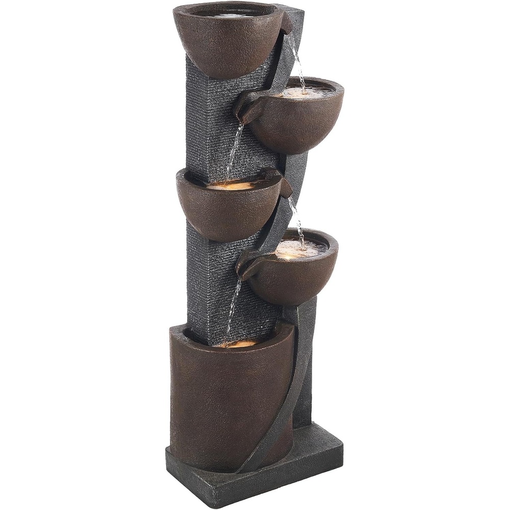 image:imageVEVOR Outdoor Water Fountain 315 in Height Fountain and Waterfall 5Tier Floor Standing BowlShaped Cascading Fountains with LED Light and Pump for Outdoor Indoor Garden Home Patio amp Backyard4961 Inch