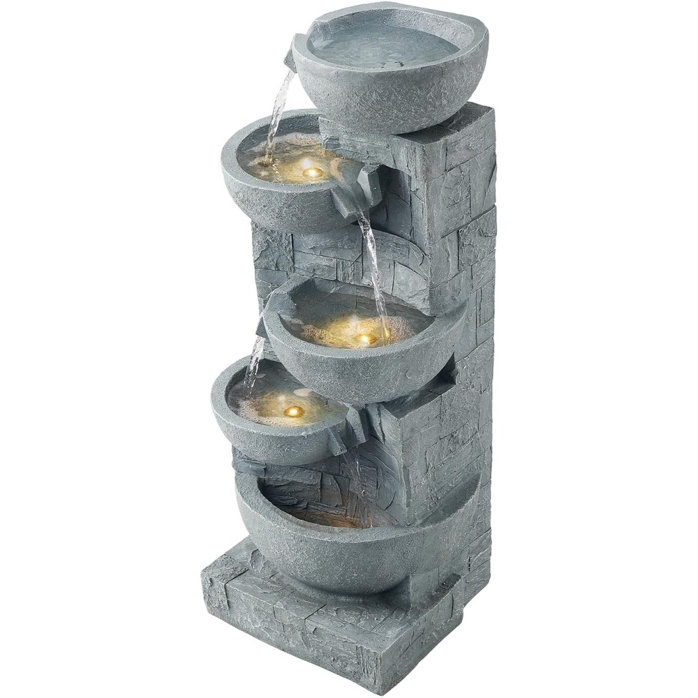 image:imageVEVOR Outdoor Water Fountain 315 in Height Fountain and Waterfall 5Tier Floor Standing BowlShaped Cascading Fountains with LED Light and Pump for Outdoor Indoor Garden Home Patio amp Backyard315 Inch