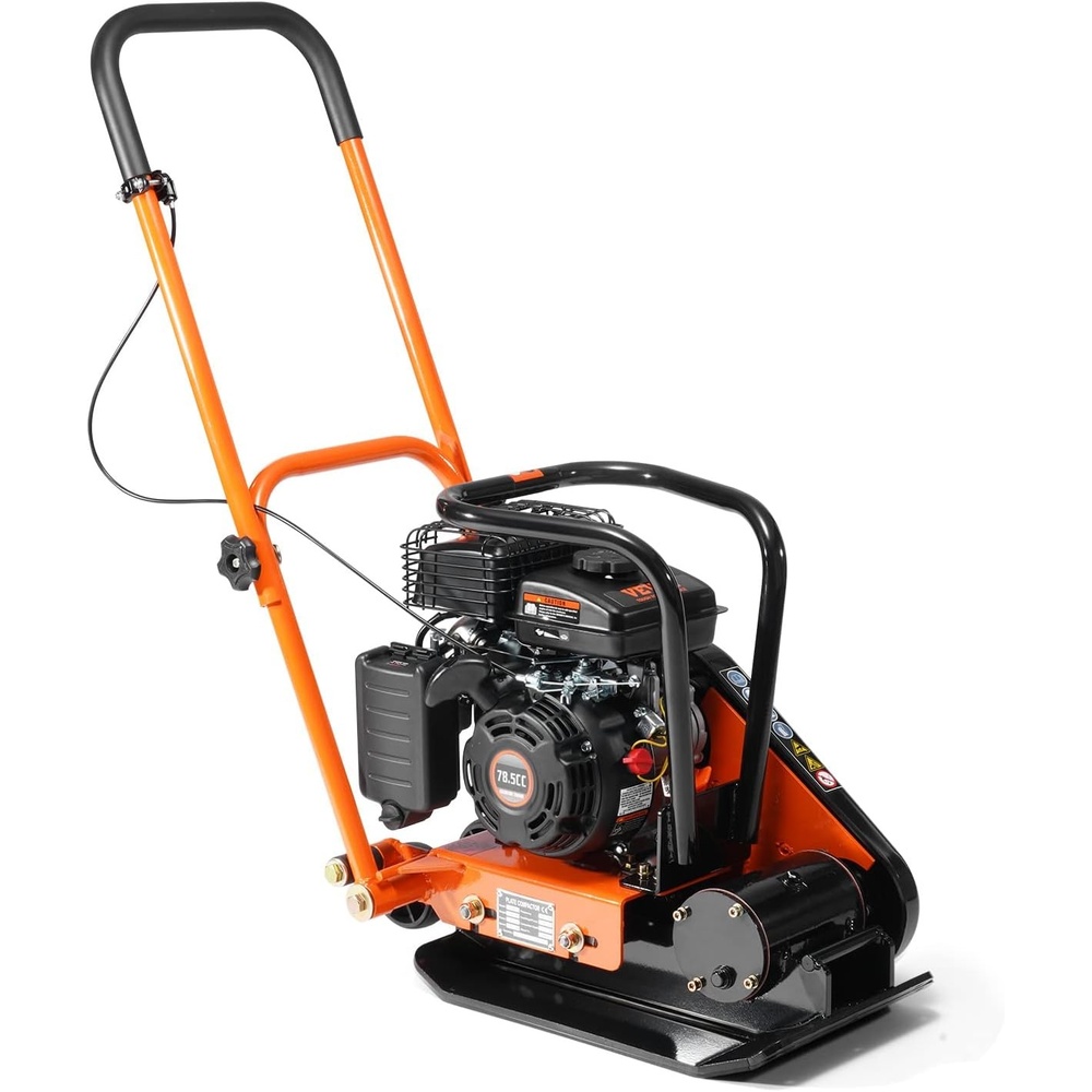 image:imageVEVOR Plate Compactor 65 HP 196CC Gas Engine 5700 VPM Vibrating Ground Rammer 4047 lbs Compaction Force 21 x 16 in Plate Walk Behind Compactor for Paver Landscaping Asphalt Foundation Soil212 x 145 x 374 in