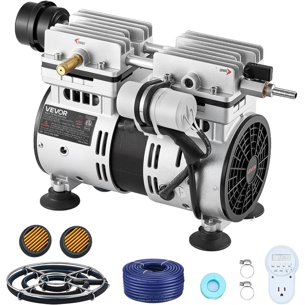 image:imageVEVOR Pond Aerator 550W Power 52CFM for Up to 3 Acre 50 Lake Pond Aeration Kit Includes 34 HP Compressor amp Timer amp Valves Air Compressor for Deep Water Oxygen Circulation for Pond Lake52CFM1 Nano diffuser