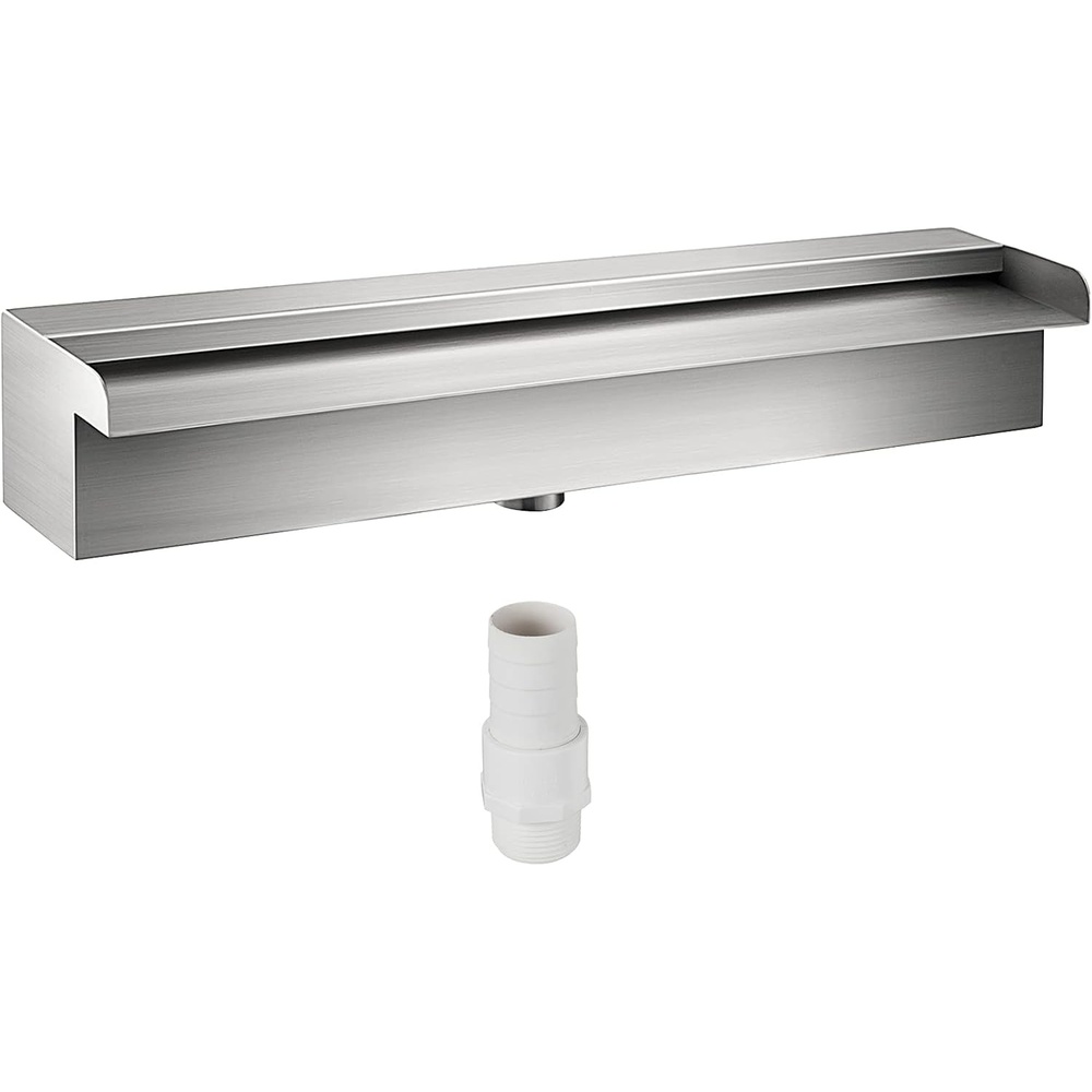 image:imageVEVOR Pool Fountain Stainless Steel Pool Waterfall Spillway with Pipe Connector Rectangular Garden Outdoor 59112in