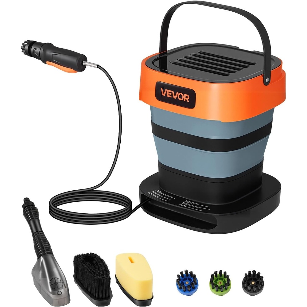 image:imageVEVOR Portable Cordless Pressure Washer with 264 Gal Tank Foldable Power Washer 109 Max PSI 3 Nozzles Magnetic Sponge Brush amp Soft Bristle Brush787 in Hose for Bike Cleaning Patio Camping
