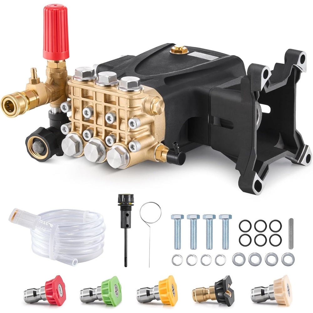 image:imageVEVOR Pressure Washer Pump 1 Shaft Horizontal Triplex Plunger 3600 PSI 37 GPM Replacement Power Washer Pumps Kit with Siphon Tube Hardware Compatible with Simpson MorFlex 40224 40225 402264200 PSI