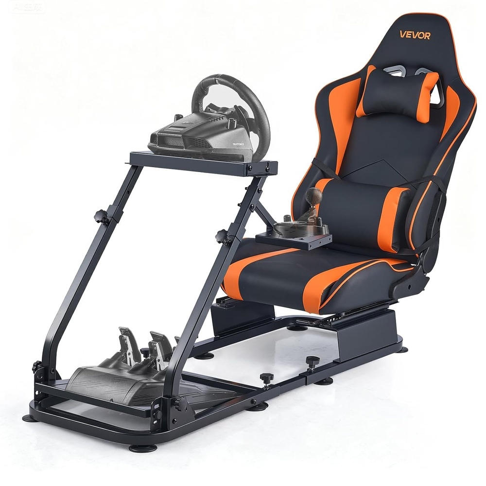 image:imageVEVOR Racing Wheel Stand Adjustable amp Foldable Simulator Stand for Logitech G29 G27 G920 G923 Thrustmaster T300RS T300GT T248 TSPC TSXW Gaming CockpitPedals Simulator NOT Included  Fit for Logitech G29 G27 G920 G923 Thrustmaster T300RS T300GT T248 TSPC TSXW Gaming Cockpit Pedals Simulator NOT IncludedDualTrack Arm Cockpit