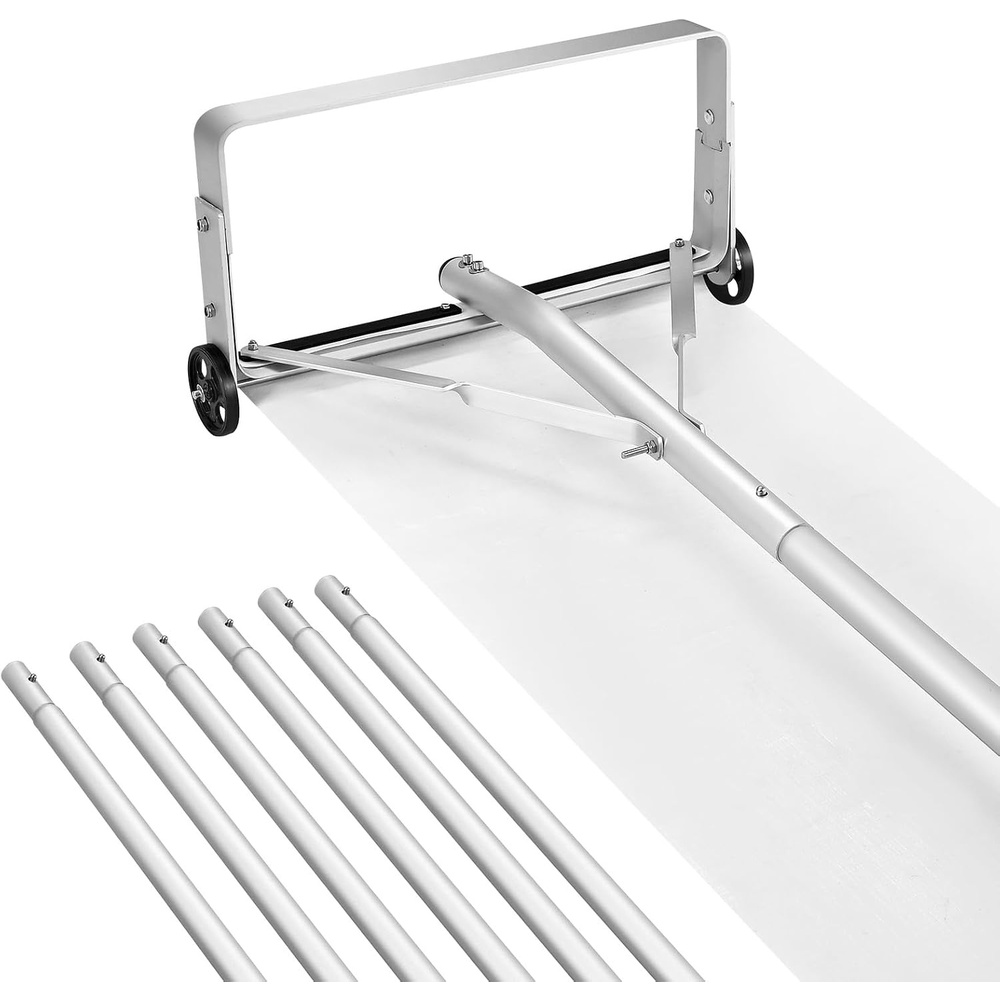 image:imageVEVOR Snow Roof Rake 5230 ft Adjustable Reach 185 Aluminum Blade Roof Rakes for Snow Scraper with Wheels amp Slide Roof Snow Removal Tool for House Rooftop Leaves Debris Clearing185 Blade x 30ft Reach
