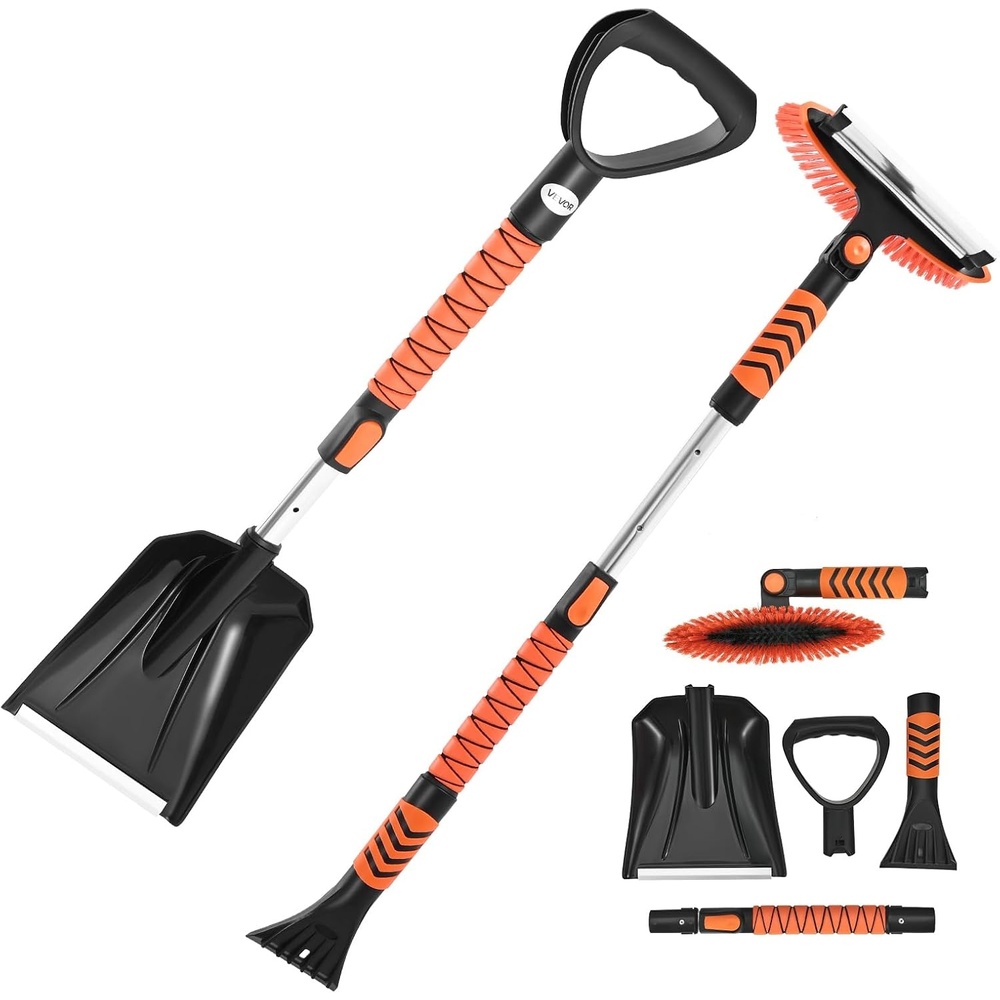 image:imageVEVOR Snow Shovel for Driveway 17 in Wide Plastic Snow Shovel with DShaped Handles amp Aluminum Blade Large Capacity Snowplow Shovels Lightweight Snows Removal Tool for Garden Car Camping10 inch