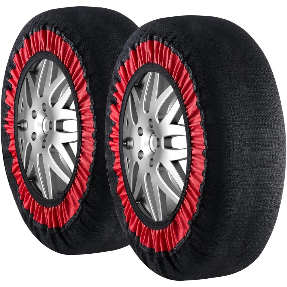 image:imageVEVOR Snow Socks for Tires  Excellent Alternative for Tire Chains Polyester Fiber Tire Socks for Snow Fits Car SUV Pickups and Truck Pack of 2  MediumMedium