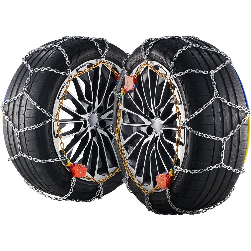 image:imageVEVOR Tire Chains Snow Chains for Cars SUV Pickup Trucks 2 Pack Adjustable Snow Tire Chains Compatible with Tire Width 235 245 255 265 275  Series 232105Snow Chains