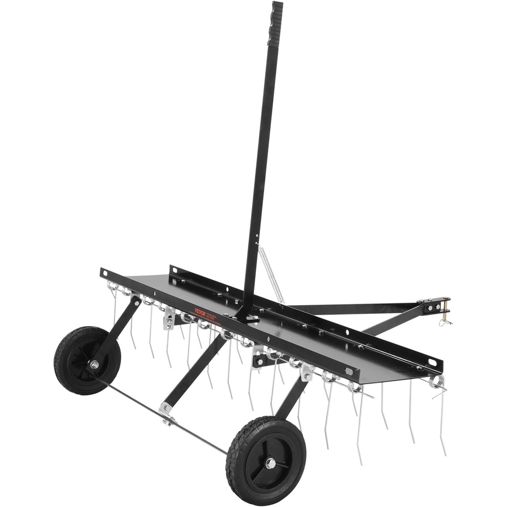 image:imageVEVOR Tow Behind Dethatcher 40inch Lawn Dethatcher Rake with 20 Spring Steel Tines for ATV or Mower Heavy Duty Tow Behind Lawn Rake with Lift Handle for Garden Farm Grass Leaves Pine Needles48 ATV Rake
