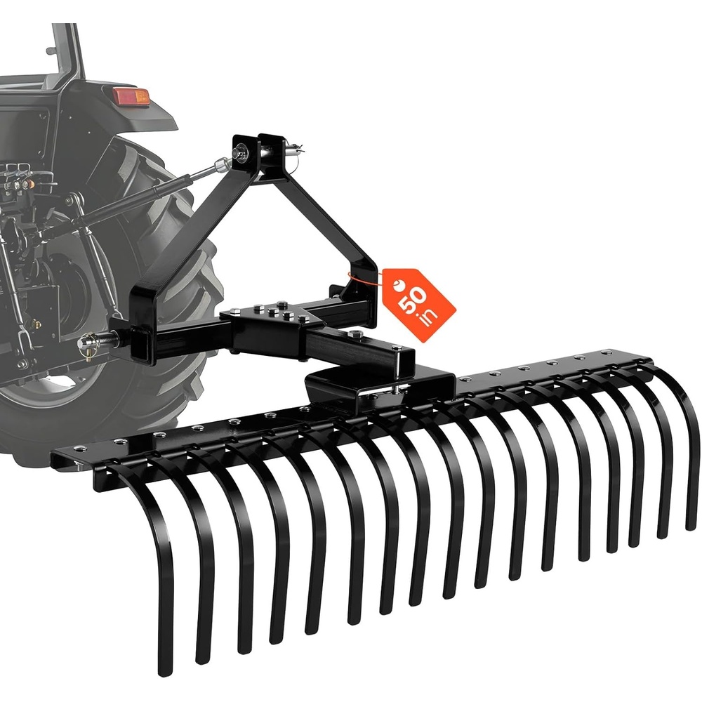 image:imageVEVOR Tow Behind Dethatcher 40inch Lawn Dethatcher Rake with 20 Spring Steel Tines for ATV or Mower Heavy Duty Tow Behind Lawn Rake with Lift Handle for Garden Farm Grass Leaves Pine Needles50 Dethatcher with 3Point Attachments