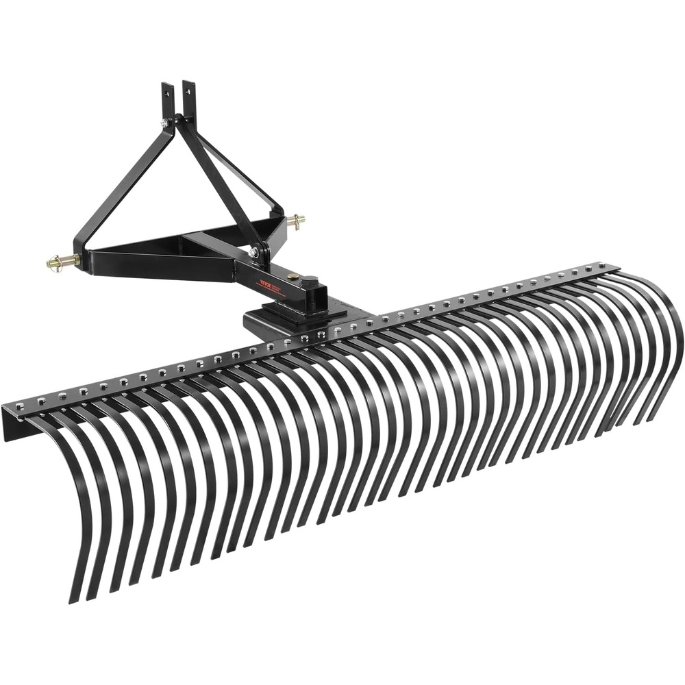image:imageVEVOR Tow Behind Dethatcher 40inch Lawn Dethatcher Rake with 20 Spring Steel Tines for ATV or Mower Heavy Duty Tow Behind Lawn Rake with Lift Handle for Garden Farm Grass Leaves Pine Needles72 Tow Dethatcher with 3point Attachments