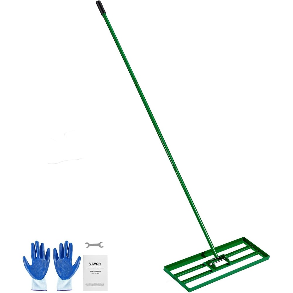image:imageVEVOR Updated Lawn Leveling Rake with Roller 36 x 10 Stainless Steel Lawn Leveler with 839 Adjustable Handle Heavy Duty Yard Leveling Rake Effort Saving Lawn Leveling Tool for Yard Golf Court30x10in