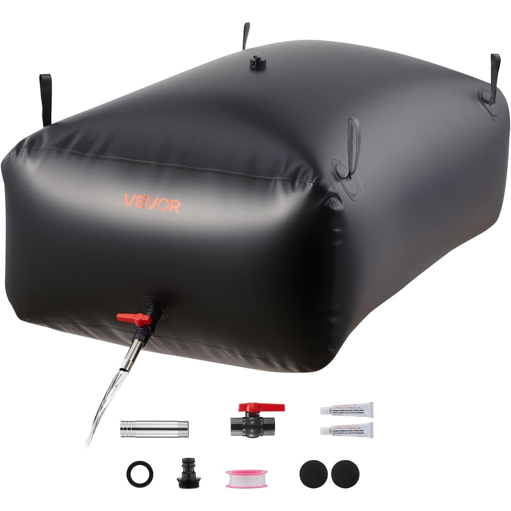 image:imageVEVOR Water Storage Bladder 1427 Gallon Large Capacity Water Bag Portable amp Collapsible Soft Waters Container Leakproof amp TearResistant PVC Emergency Waters Storage Tank for RV Truck amp Outdoor UseBlack