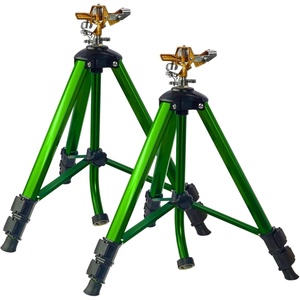 LIULO TOOL Impact Sprinkler on Tripod Base, Tripod Sprinklers with Head, 360 Degree Large Area Irrigation with Extension Legs Flip Locks, Heavy Duty 3/4″ Connector for Lawn Yard Garden(2 Pack)