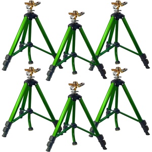 LIULO TOOL Impact Sprinkler on Tripod Base, Tripod Sprinklers with Head, 360 Degree Large Area Irrigation with Extension Legs Flip Locks, Heavy Duty 3/4″ Connector for Lawn Yard Garden(6 Pack)
