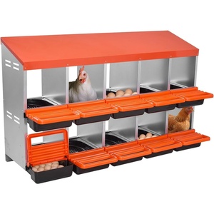 VEVOR 2 Tiers Chicken Nesting Boxes, 10 Compartments, Metal Egg Laying Boxes with Protective Collection Lids, Roll Out Nesting Box, Easy to Assemble, Ideal for Hens, Ducks, Chickens, and Other Poultry(51.9″L x 20.6″W x 31.1″H)