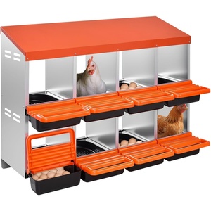 VEVOR 2 Tiers Chicken Nesting Boxes, 6 Compartments, Metal Egg Laying Boxes with Protective Collection Lids, Roll Out Nesting Box, Easy to Assemble, Ideal for Hens, Ducks, Chickens, and Other Poultry(41.7″L x 20.6″W x 31.4″H)