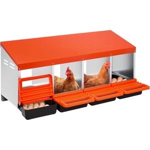 VEVOR 2 Tiers Chicken Nesting Boxes, 6 Compartments, Metal Egg Laying Boxes with Protective Collection Lids, Roll Out Nesting Box, Easy to Assemble, Ideal for Hens, Ducks, Chickens, and Other Poultry(41.7″L x 20.6″W x 18.7″H)