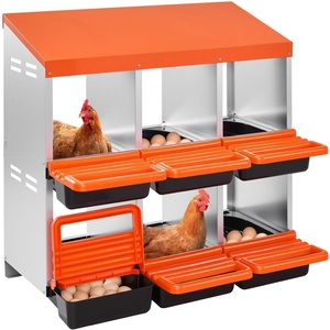 VEVOR 2 Tiers Chicken Nesting Boxes, 6 Compartments, Metal Egg Laying Boxes with Protective Collection Lids, Roll Out Nesting Box, Easy to Assemble, Ideal for Hens, Ducks, Chickens, and Other Poultry(31.3″L x 20.6″W x 31.1″H)