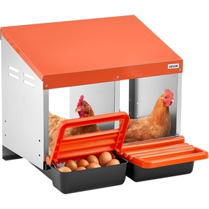 VEVOR 2 Tiers Chicken Nesting Boxes, 6 Compartments, Metal Egg Laying Boxes with Protective Collection Lids, Roll Out Nesting Box, Easy to Assemble, Ideal for Hens, Ducks, Chickens, and Other Poultry(21.1″L x 20.7″W x 18.7″H)