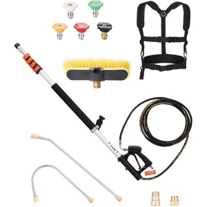 VEVOR 25 FT Pressure Washer Telescoping Wand, with Power Washer Extension Wands & High Pressure Hose, Brush Head, 7 Nozzles, Hose Adapter, Upgrade Support Belt, Storage Bag, 4000 PSI for High Cleaning(18FT with Brush Head)