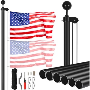 VEVOR 25ft Sectional Flagpole Kit, Heavy Duty Aluminum Alloy Flag Poles for Outside House in Ground, 3 Display Modes with 3×5 American Flag, Professional Accessories, Silver(Black  30FT)
