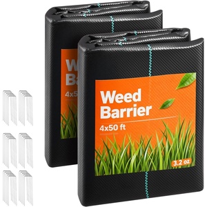 VEVOR 3x100FT 3.2oz Weed Barrier Fabric Heavy Duty, Landscape Fabric, Weed Blocker Fabric, Garden Weed Mat Lawn Fabric, Weed Control Fabric, Driveway Fabric, Ground Cover, Woven Landscape Cloth, Black(4FT*50FT*2Packs-3.2oz)
