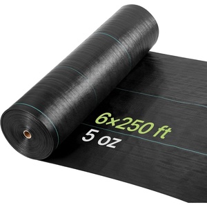 VEVOR 3x100FT 3.2oz Weed Barrier Fabric Heavy Duty, Landscape Fabric, Weed Blocker Fabric, Garden Weed Mat Lawn Fabric, Weed Control Fabric, Driveway Fabric, Ground Cover, Woven Landscape Cloth, Black(6FT*250FT-5oz)