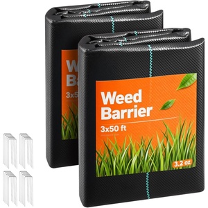 VEVOR 3x100FT 3.2oz Weed Barrier Fabric Heavy Duty, Landscape Fabric, Weed Blocker Fabric, Garden Weed Mat Lawn Fabric, Weed Control Fabric, Driveway Fabric, Ground Cover, Woven Landscape Cloth, Black(3FT*50FT*2Packs-3.2oz)