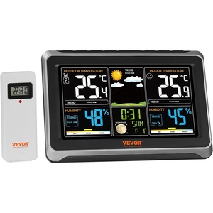 VEVOR 7-in-1 Wi-Fi Weather Station, 7.5-Inch VA Display, Solar Powered Wireless Outdoor Sensor, Home Weather Station Indoor Outdoor, for Temperature, Humidity, Wind Speed/Direction, Rainfall, No APP(Indoor Weather Station)