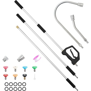 VEVOR 9 FT Pressure Washer Telescoping Wand, 3-Section with Power Washer Extension Wands, 7 Nozzles, Hose Adapter, Support Belt, Storage Bag, 4000 PSI Telescopic Gutter Cleaner for High Cleaning(9FT without Brush Head)