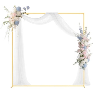VEVOR Arch Backdrop Stand, 6.6 x 6.6 ft, Stable Structure, Easy Assembly, Square Gold Metal Arch Backdrop Stand for Wedding, Birthday Party, Graduation, Holiday Celebration, and Ceremony Decoration(6.6 x 6.6 ft)