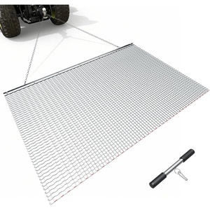 VEVOR Baseball Field Drag Mat, Field Drag, Yard Drag for ATVs UTVs Tractors, Durable Galvanized Steel Mesh Drag Mat with Towing Chain, for Gravel Driveway Ruts Farm Field Leveling(79.13 x 48.03 x 0.39 inch)