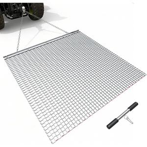 VEVOR Baseball Field Drag Mat, Field Drag, Yard Drag for ATVs UTVs Tractors, Durable Galvanized Steel Mesh Drag Mat with Towing Chain, for Gravel Driveway Ruts Farm Field Leveling(48.03 x 48.03 x 0.39″)
