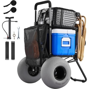 VEVOR Beach Dolly with Big Wheels for Sand, 15.4″ x 15.7″ Cargo Deck, w/ 10″ PE Solid Wheels, 69LBS Loading Capacity Folding Sand Cart, Heavy Duty Cart for Picnic, Camping, Fishing, Beach, Gardening(18″ x 15″ Cargo Deck)