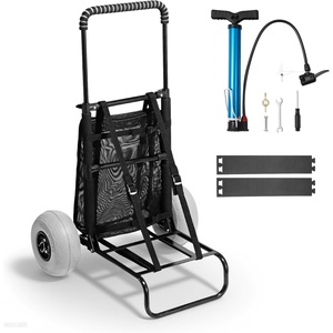 VEVOR Beach Dolly with Big Wheels for Sand, 15.4″ x 15.7″ Cargo Deck, w/ 10″ PE Solid Wheels, 69LBS Loading Capacity Folding Sand Cart, Heavy Duty Cart for Picnic, Camping, Fishing, Beach, Gardening(20″ x 15″ Cargo Deck  9″ Balloon Wheels)