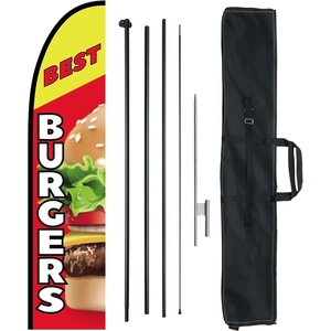 VEVOR Burgers Feather Flag with Pole Kit, 16.3 Feet Advertising Flags for Business Outside with Fiberglass Pole Ground Stake, Restaurant Swooper Flag Banner Pole Kit, Best Burgers Feather Flag