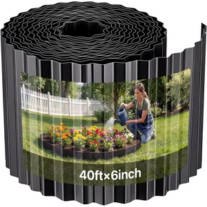 VEVOR Carbon Steel Landscape Edging, 40 ft x 6 in Steel Edging for Landscaping with Gloves, Easy-to-Install Bendable Metal Strips, Metal Garden Edge Border for Flower Bed, Yard Pathway, Rust(Black)