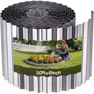 VEVOR Carbon Steel Landscape Edging, 40 ft x 6 in Steel Edging for Landscaping with Gloves, Easy-to-Install Bendable Metal Strips, Metal Garden Edge Border for Flower Bed, Yard Pathway, Rust(Silver)